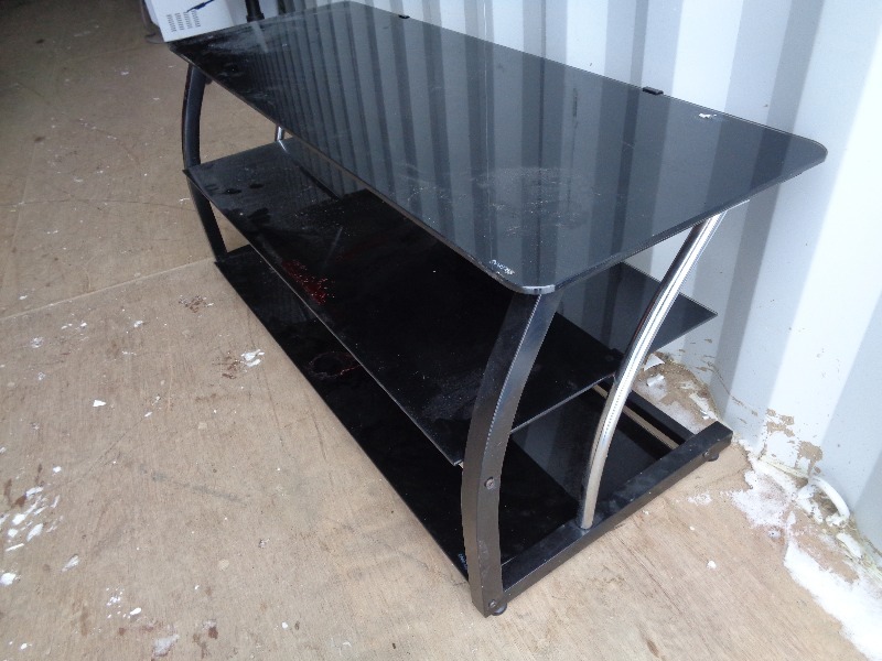 Glass  Steel TV  Entertainment Stand