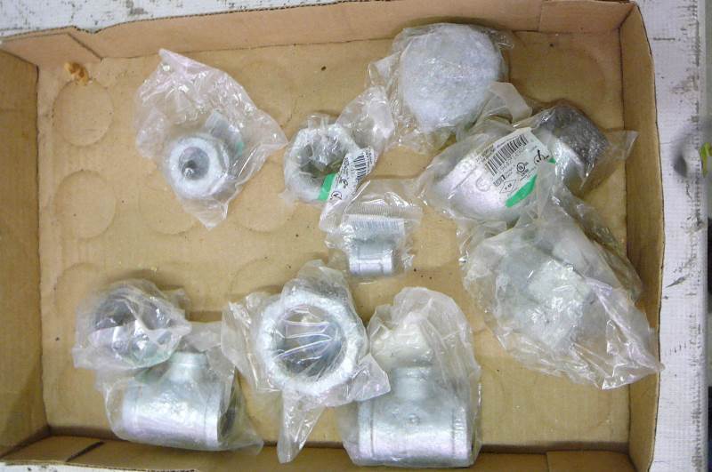 Galvanized Fittings 1 14 union 1 14 90 Street Elbow 1 x 1 x 12 Tee 1 12 Cap  2 x 1 12 Bushing 1 14 x 1 Bushing 2 count 1 14 x 12 Bushing