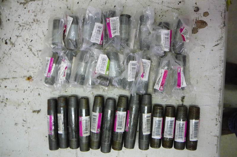 14 x 4 Black Nipple 9 count 12 x 3 Black Nipple 4 count 12 x 2 12 Galvanized Nipple 19 Count