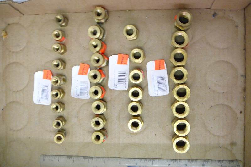 Brass Red Coupling 12 x 38 8 count 38 x 14 6 count 38 x 18 9 count 14 x 18 9 count
