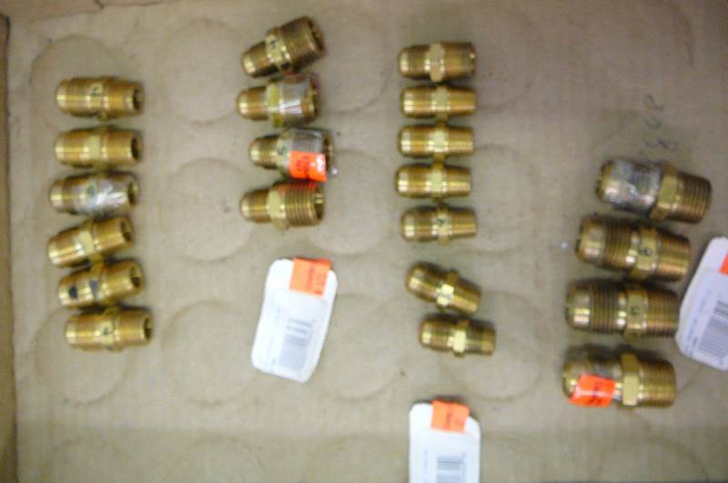 Brass male adaptors 58 x 12  38 x 38  12 x 38