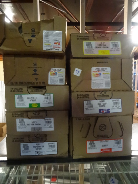 lot 77 image: 9 Boxes of Fountain Pop Syrup