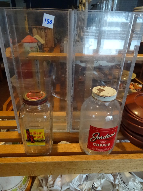 lot 150 image: Plexiglas Bins 2 Vintage Jars