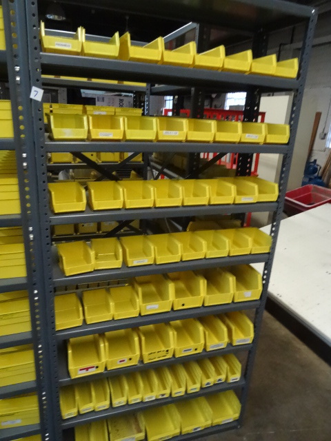 Metal Shelving Unit with Assorted Bins