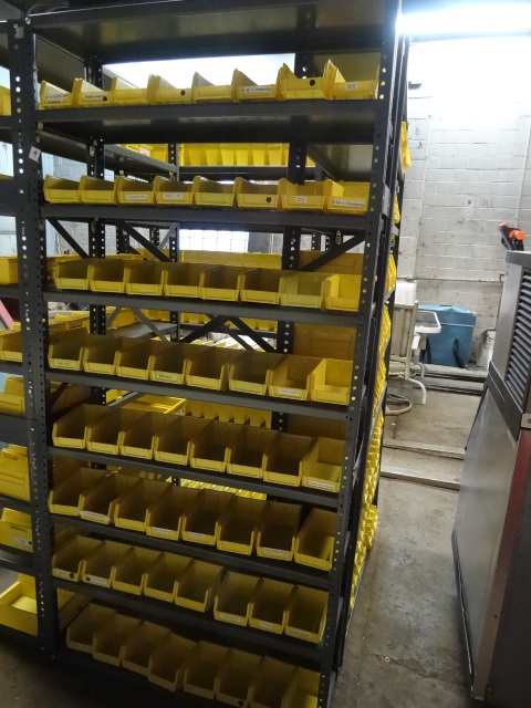 Metal Shelving Unit with Assorted Bins