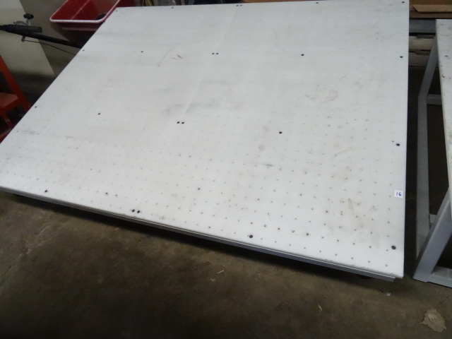 Metal Framed Table on Wheels