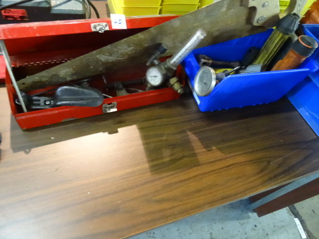 Tool Box and Bin of Misc Tools
