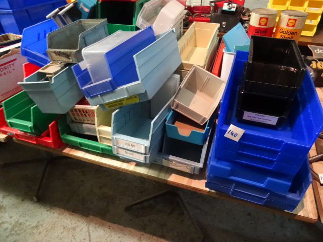 Pile of Misc Plastic  Hardware Bins