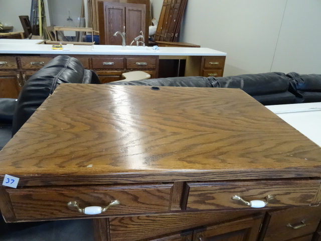 Built in Wood Oak Desk 2 Drawers