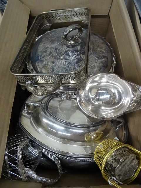 Box of Misc Silver Plate Items