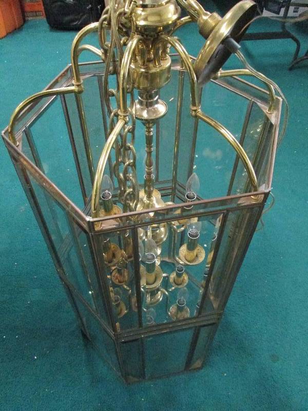 Very Large Brass and Glass Chandeli...