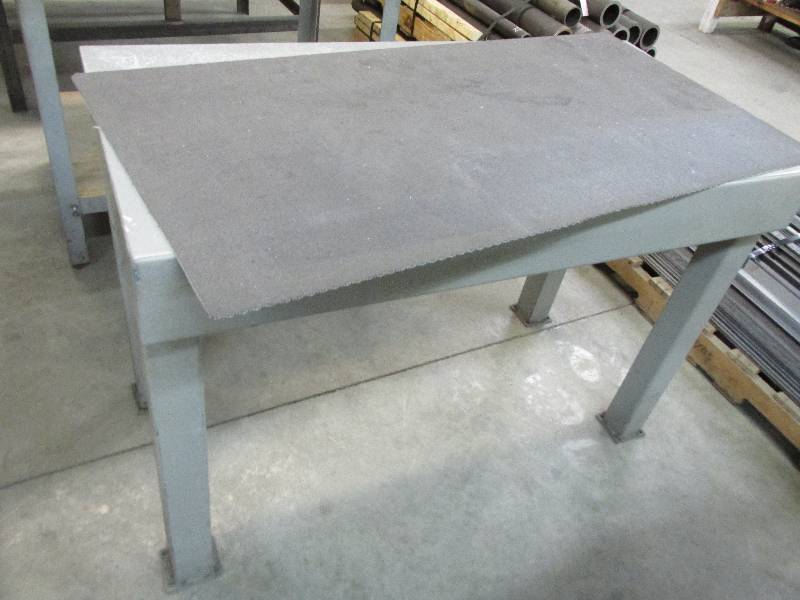Metal work table with rubber pad, t...