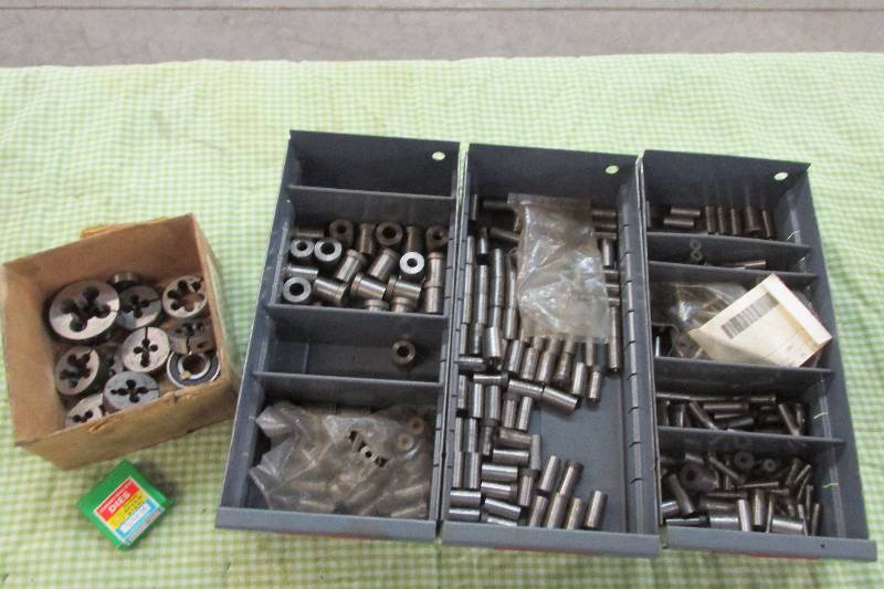 Lot of dies and die buttons, one bo...