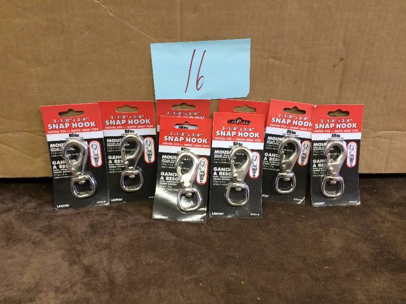 Lot of 8-   3 18 x 34 Snap Hooks New