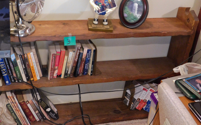 lot 3 image: This is a pair of custom made solid wood book shelves