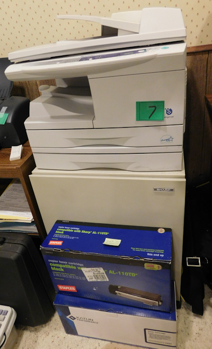 lot 7 image: Sharp multi function Metal cabinet stand and 2 toner packages