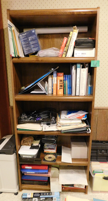 lot 12 image: Tall veneer bookshelf