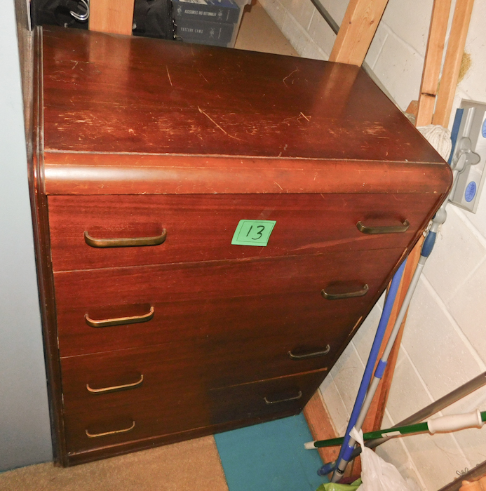 lot 13 image: Vintage four drawer dresser in solid condition