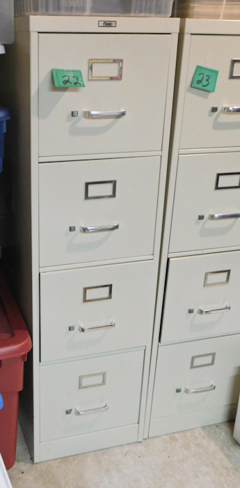 lot 22 image: 4 drawer metal file cabinet in like new condition