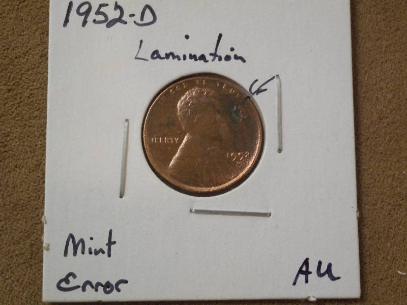 1952-D Lincoln Wheat Cent, Laminati...