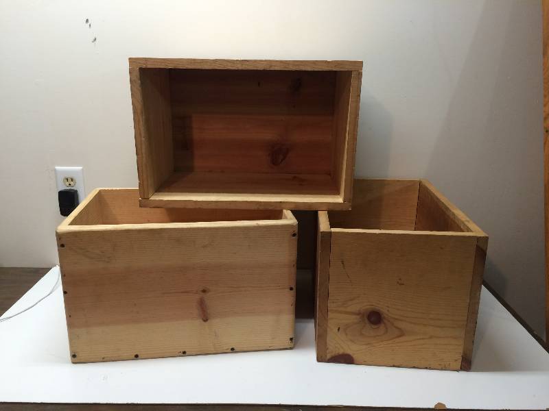 3 Wood Storage BoxesBins