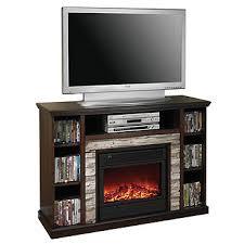 McLeland Design Cherry Media Fireplace Mantel w Faux Sandstone