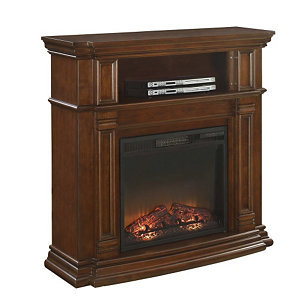 McLeland Design Walnut Electric Media Fireplace