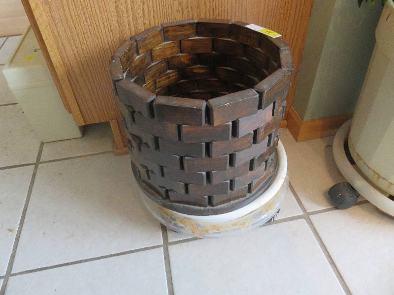 wooden planter on wheels