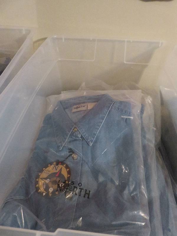 lot of denim shirts